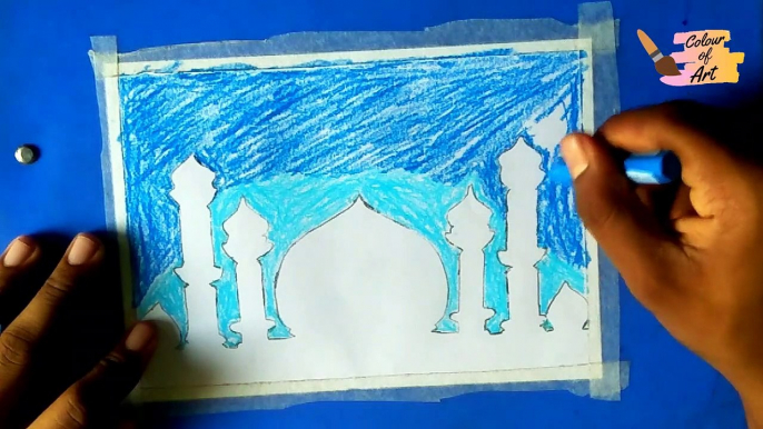 How to draw Mosque step by step for beginner's | Mashjid Drawing Tutorial | Colour of Art