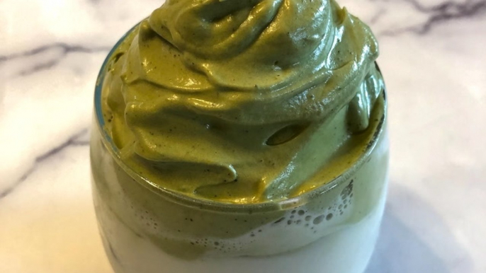 Here's how to make a whipped matcha latte — a matcha take on Dalgona coffee