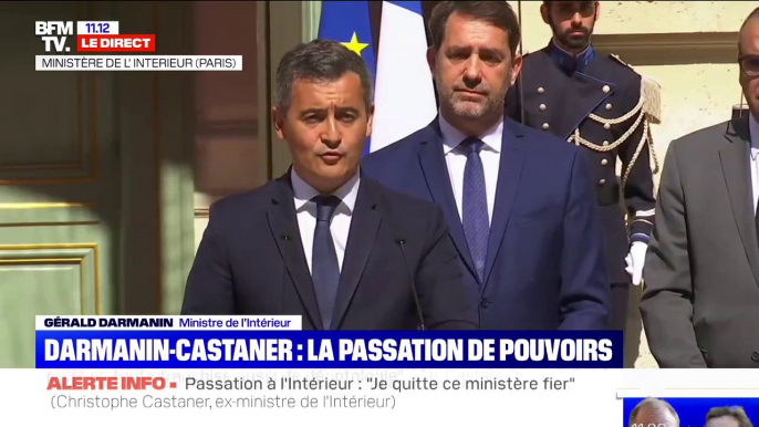 Passation de pouvoirs: Gérald Darmanin considère Christophe Castaner comme "un exemple"