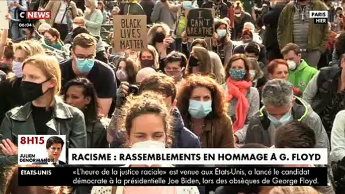 Environ 2.000 personnes ont manifesté hier Place de la République à Paris en hommage à George Floyd et contre les violences policières