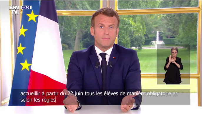 Emmanuel Macron: "Les crèches, les écoles, les collèges accueilleront à partir du 22 juin les élèves de manière obligatoire"