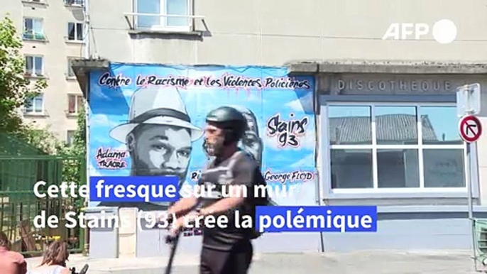 A Bobigny, des policiers manifestent contre une fresque anti "violences policières"
