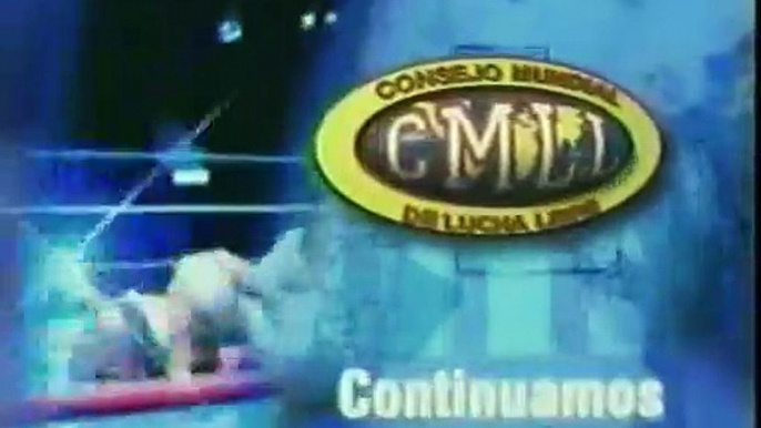 La Máscara, Tony Rivera, Stuka Jr., Oro II, Neutrón, Leono, Danger, Valiente, Máscara Púrpura, Loco Max in a CMLL's Reyes del Aire Tournament match and in a cibernetico match