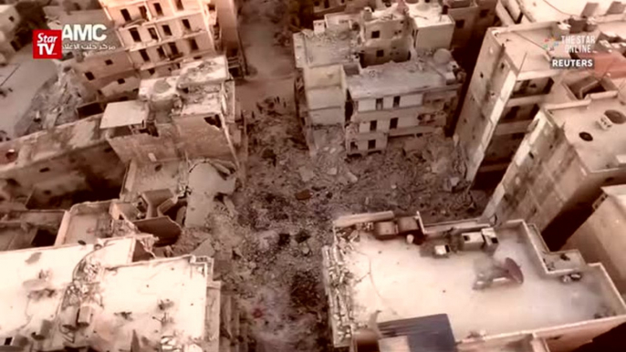 Drone video shows devastation in Aleppo