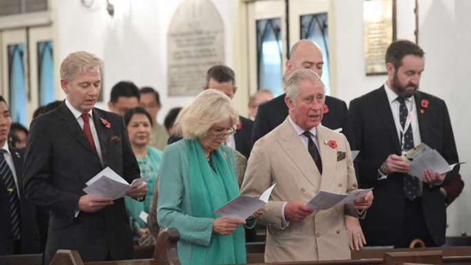 Prince Charles and Camilla attends St Mary's church service