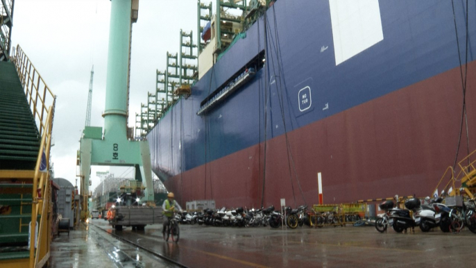 Latest of the world’s largest container ships nears completion in South Korea