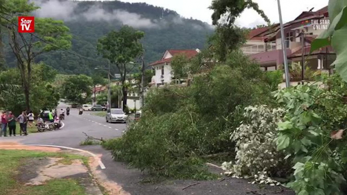 Heavy downpour cause landslides and flash floods in Penang