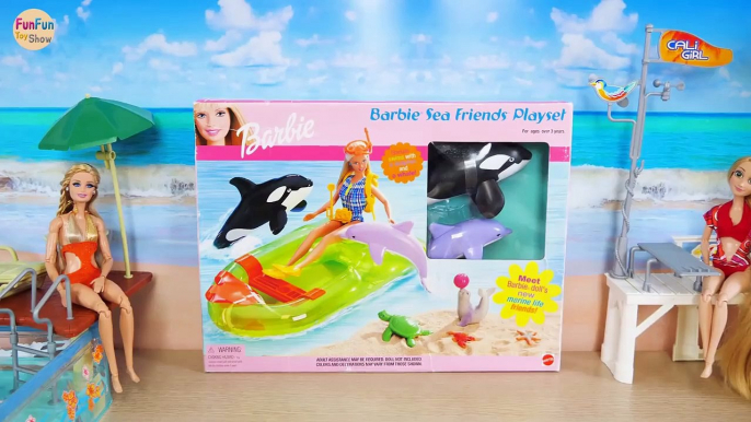 Barbie Sea Friends Playset - Dolphin, Whale, Sea Turtle, Seal & Boat Mainan boneka Barbie Brinquedos