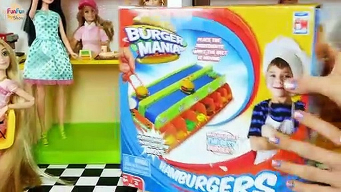 Burger Mania Board Game with Barbie dolls Hamburger mainan permainan Burger Brinquedo Jogo