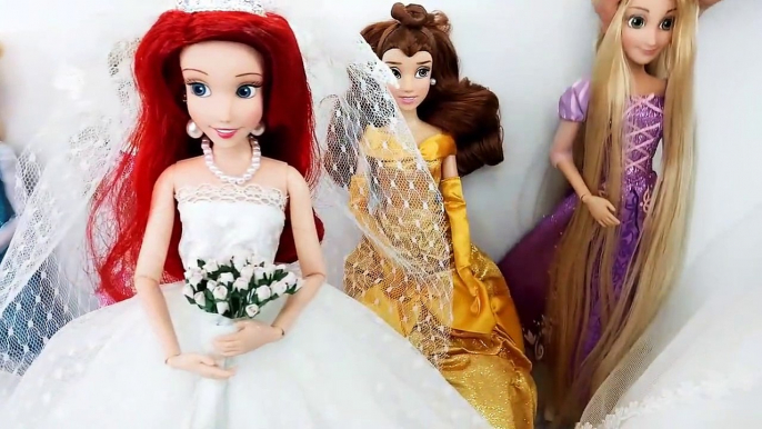 Disney Princess Belle Snow white Ariel Elsa Jasmine Cinderella Barbie Wedding Dresses