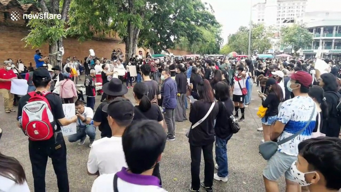 Hundreds of Thais protest against government in Chiang, Mai northern Thailand