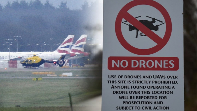 'Deliberate' drone flights cripple London airport