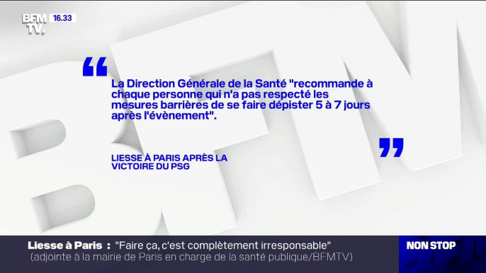 PSG: la DGS "recommande" aux supporters qui n'ont pas respecté les gestes barrières "de se faire dépister"