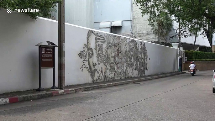 Impressive Portuguese wall carving outside the Portuguese Embassy in Thailand