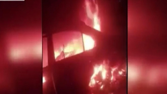 UP: Car catches fire, 3 people suffer injuries