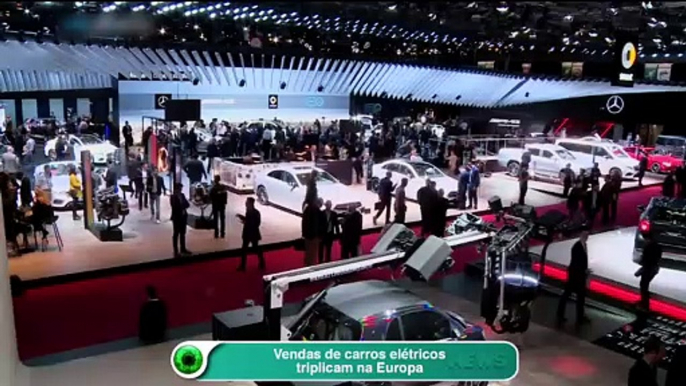 Vendas de carros elétricos triplicam na Europa