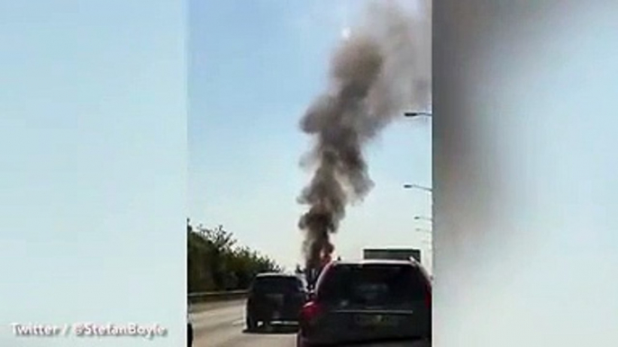 M25 traffic latest: M25 closed as lorry EXPLODES after bursting into flames near Heathrow