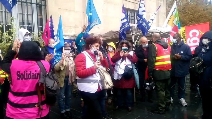 Manif du personnel communal de Saint-Denis, intervention syndicat FSU (extrait)