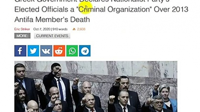 Greek Government Declares Nationalist Party's Elected Officials a "Criminal Organization" Over 2013 Antifa Member's Death