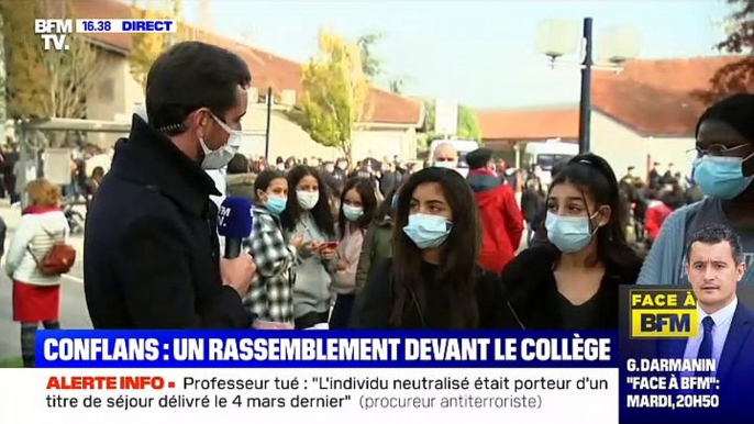 Un rassemblement en hommage au professeur Samuel Paty a été organisé le 17 octobre 2020 à Conflans-Sainte-Honorine.