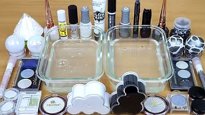 Slime Cloud vs Smoke Mixing makeup Glitter and beads into Clear Slime Satisfying Slime