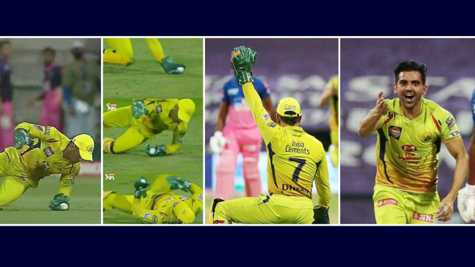 IPL 2020: MS Dhoni One-Handed Diving Catch, 150 IPL Dismissals- What a Grab by MSD| CSK vs RR