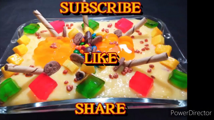 how to make YUMMY DESSERT CUSTARD TRIFLE-FRUIT CUSTURD TRIFLE-CUSTURD JELLY TRIFLE WITH CAKE recipe