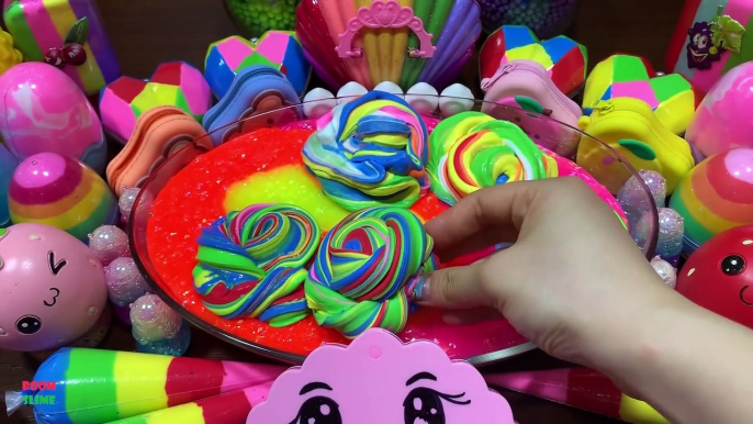 SPECIAL RAINBOW PIPING BAGS - Mixing Random Things Into GLOSSY Slime ! Satisfying Slime Videos #1528