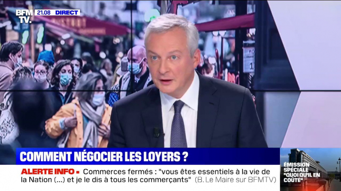 "Renoncez à vos loyers de novembre": Bruno Le Maire lance un appel à "tous les bailleurs" pour aider les commerçants fermés