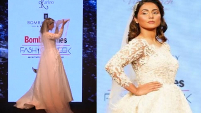 Hina Khan looks stunning in white gown at Times Fashion Week | FilmiBeat