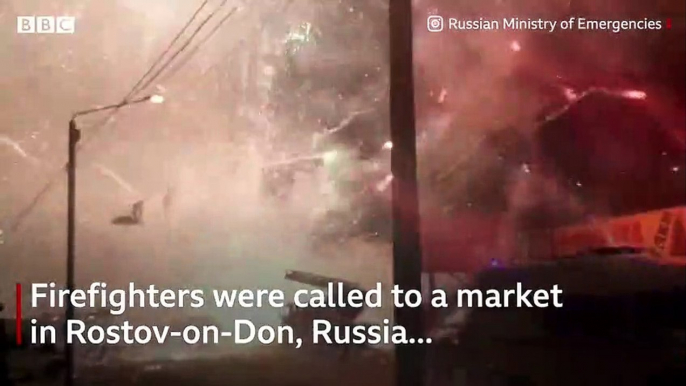 Thousands of fireworks light up the sky in southern Russia after a market fire 2020