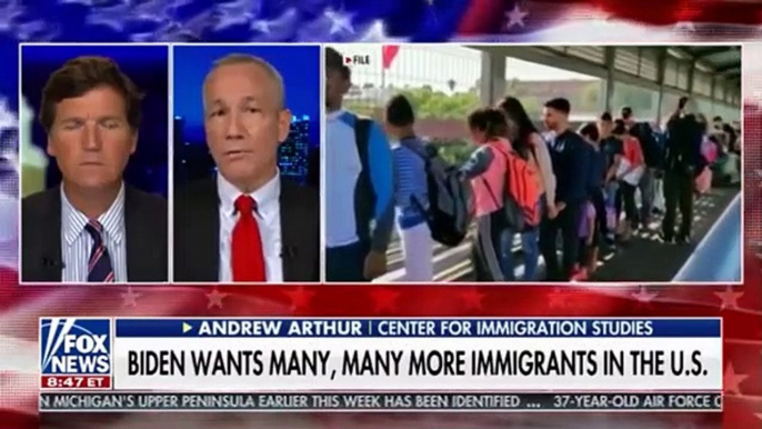 ANDREW ARTHUR, CENTER FOR IMMIGRATION STUDIES. Biden wants many many more immigrants in the USA. REAL NUMBER OF UNDOCUMENTED COULD BE 22 MILLION. BIDEN PROMISES PATHWAY TO CITIZENSHIP TO MILLIONS. Tucker Carlson Tonight