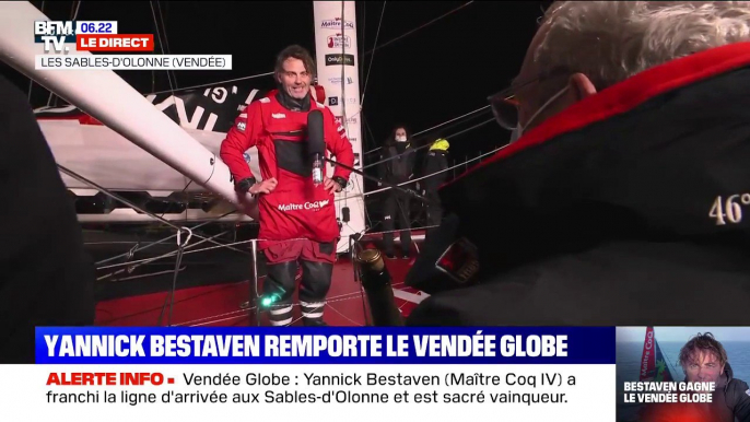 "Ça fait chaud au cœur": Yannick Bestaven, vainqueur du Vendée Globe, évoque sa joie pour l'accueil à son arrivée