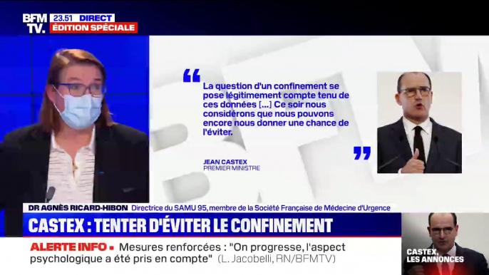 Covid-19: selon le Dr Agnès Ricard-Hibon, "plus on attend, plus la circulation virale monte et plus ce sera difficile de redescendre"