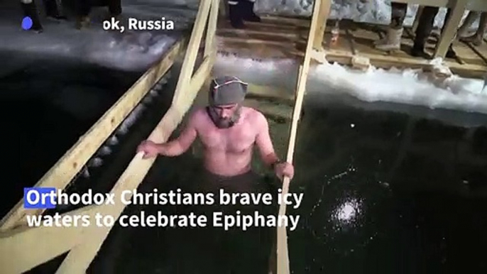 Russians in Vladivostok brave icy waters for Orthodox Epiphany