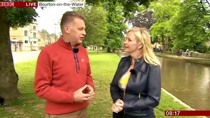 Eagle eyed viewers spot man shoving his mate in a river live on BBC Breakfast show