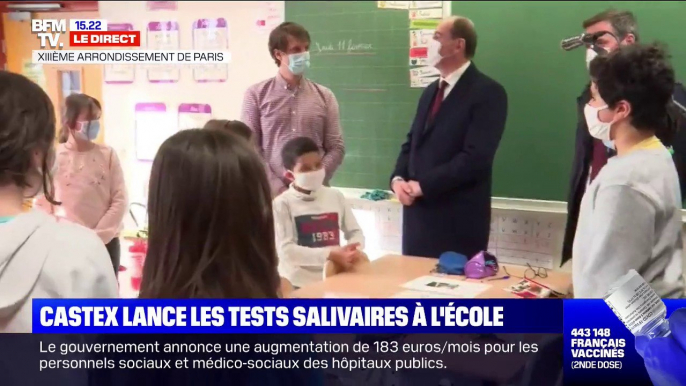 Jean Castex et Olivier Véran lancent les tests salivaires à l'école