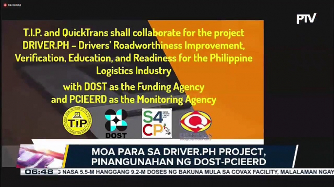 EXPRESS BALITA | MOA para sa Driver.ph project, pinangunahan ng DOST-PCIEERD; Ika-100 anniversary ng Philippine Strong Motion Network, ipinagdiwang; DOF, inutusan ang BOC na mas maging mahigpit vs. misdeclaration ng pork shipment sa bansa