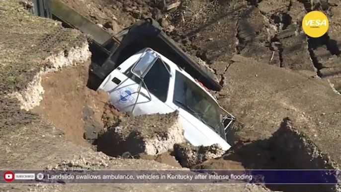 Landslide swallows ambulance, vehicles in Kentucky after intense flooding