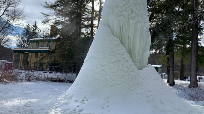 'Ice volcano' forms amid freezing weather in New York