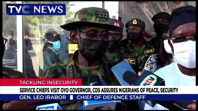 Service Chiefs visit Oyo Governor, CDS assures Nigerians of peace, security