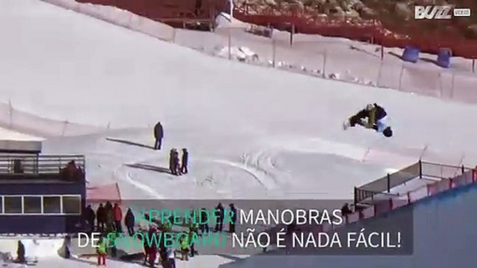 Salto impressionante de snowboard acaba em queda assustadora!