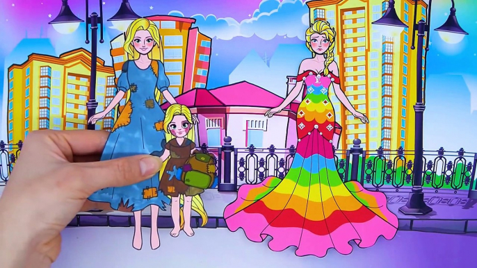 Paper Dolls Dress Up - Costume Rapunzel Daughter and Mother LV Dress - Barbie Story & Crafts
