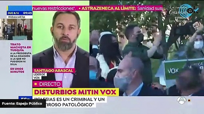 Abascal carga contra Iglesias por decir que Vox fue a Vallecas a provocar: "Es un criminal"