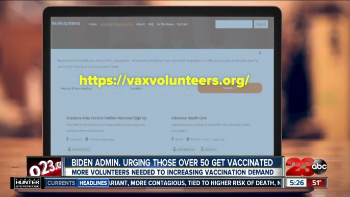 More volunteers needed to increasing vaccination demand, Biden Admin. urging those over 50 get vaccinated