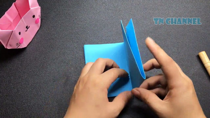 How To Make Origami Paper Box - Easy Origami Cat Box - Paper Crafts For School - Diy Paper Craft
