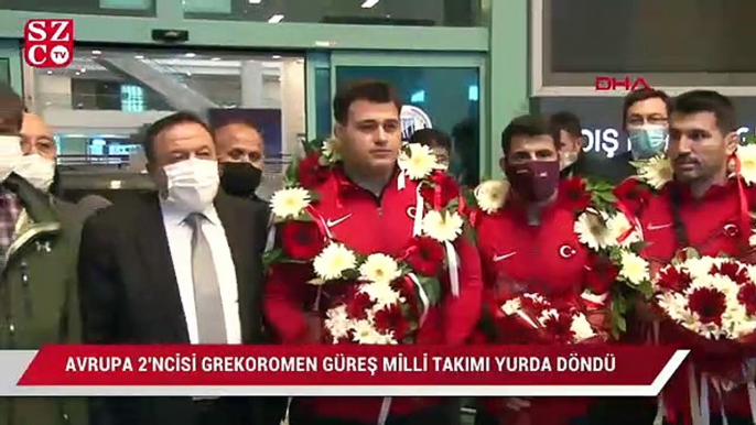 Avrupa 2'ncisi Grekoromen Güreş Milli Takımı yurda döndü