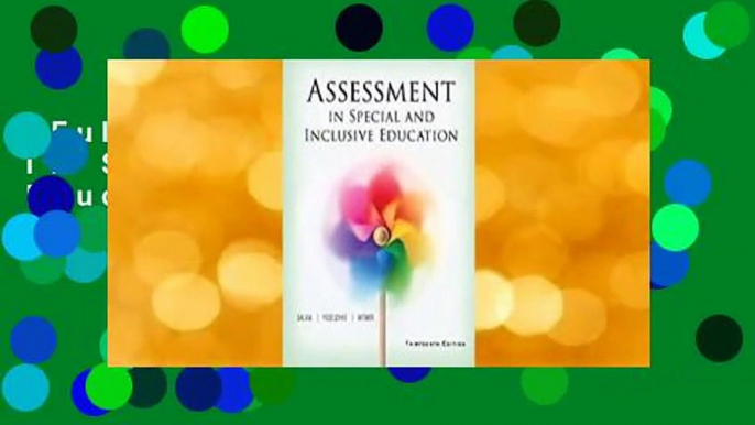 Full Version  Assessment in Special and Inclusive Education  For Kindle