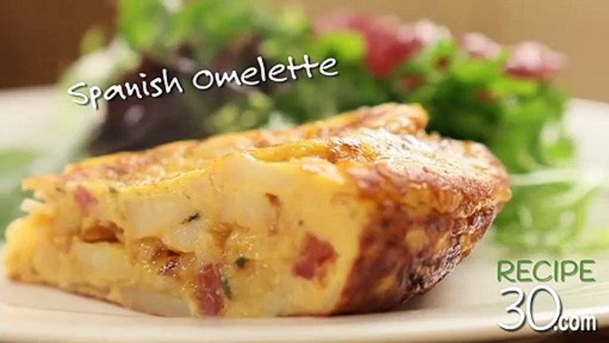 Spanish Omelette Recipe, With Pops Of Fried Chorizo Sausage - By Www.Recipe30.Com