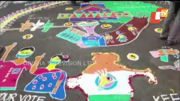 Dist Admin In Tamil Nadu's Ramnathpuram Creates Voter Awareness Through Rangoli